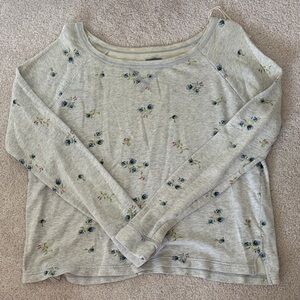 Aerie Heather Gray Floral Pajama Top